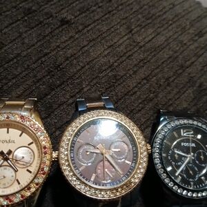 Fossil Women's Gold, Brown, and Black Watch Trio